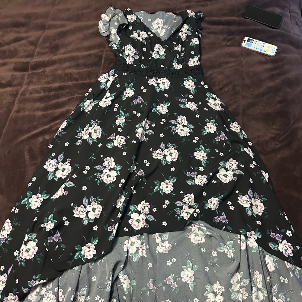 Floral Dress in Black and White
